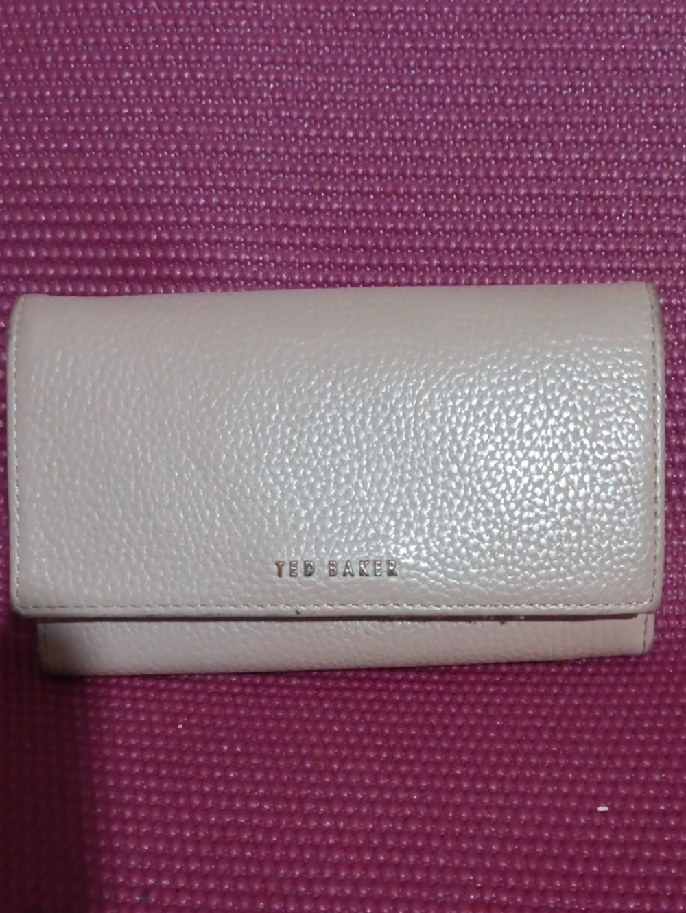 Ted Baker Cream Leather Fold-Over Wallet